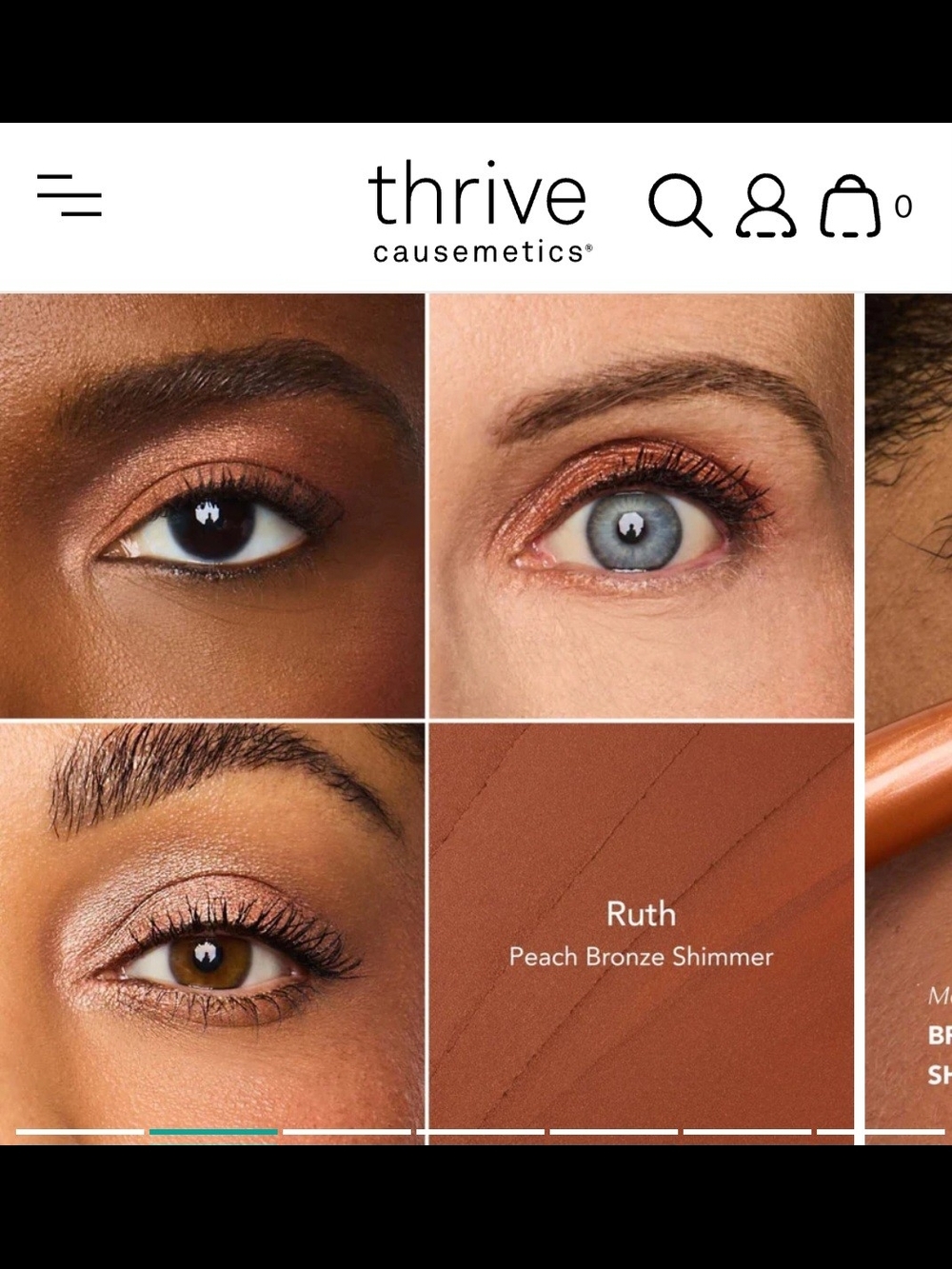 Thrive Causemetics Peach Bronze "Ruth" Brilliant Eye Brightener Shimmer NIB